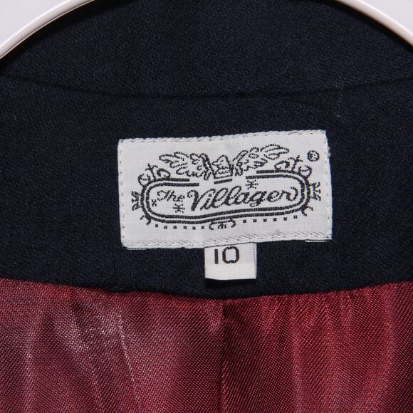 Vintage The Villager Navy Wool Blazer Size 10 Double Breasted - Picture 5 of 10
